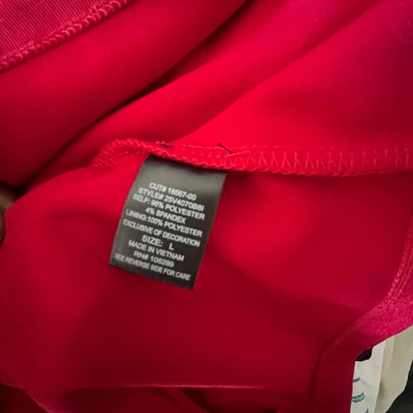 ROW A Red Bodycon Mini Dress Womens Large Gold Buckle Cocktail PArty - Picture 8 of 16